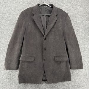 Zagato Corduroy Blazer Jacket Mens 42L Black Gray Three Button Up Sport Coat